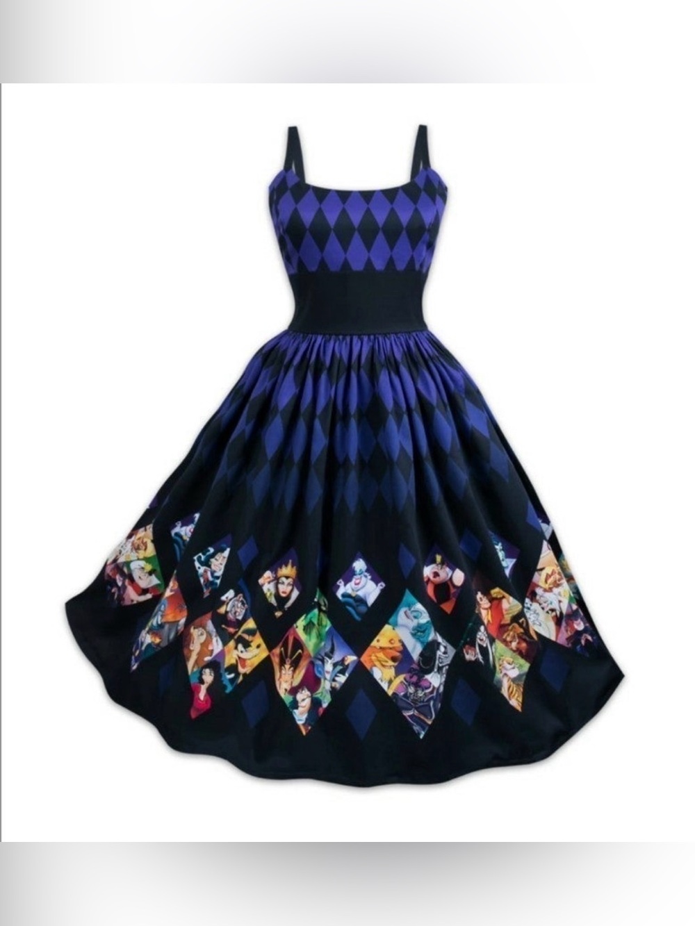 NWTDisney Parks sleeveless fit flair midi dress featuring Disney Villains size 2